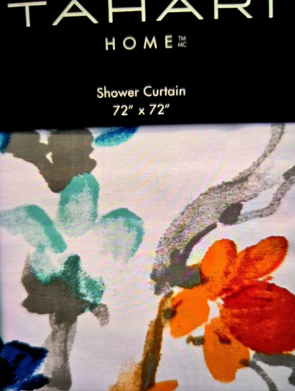 Tahari Multi Color Floral Fabric Shower Curtain 72 x 72 Brand New